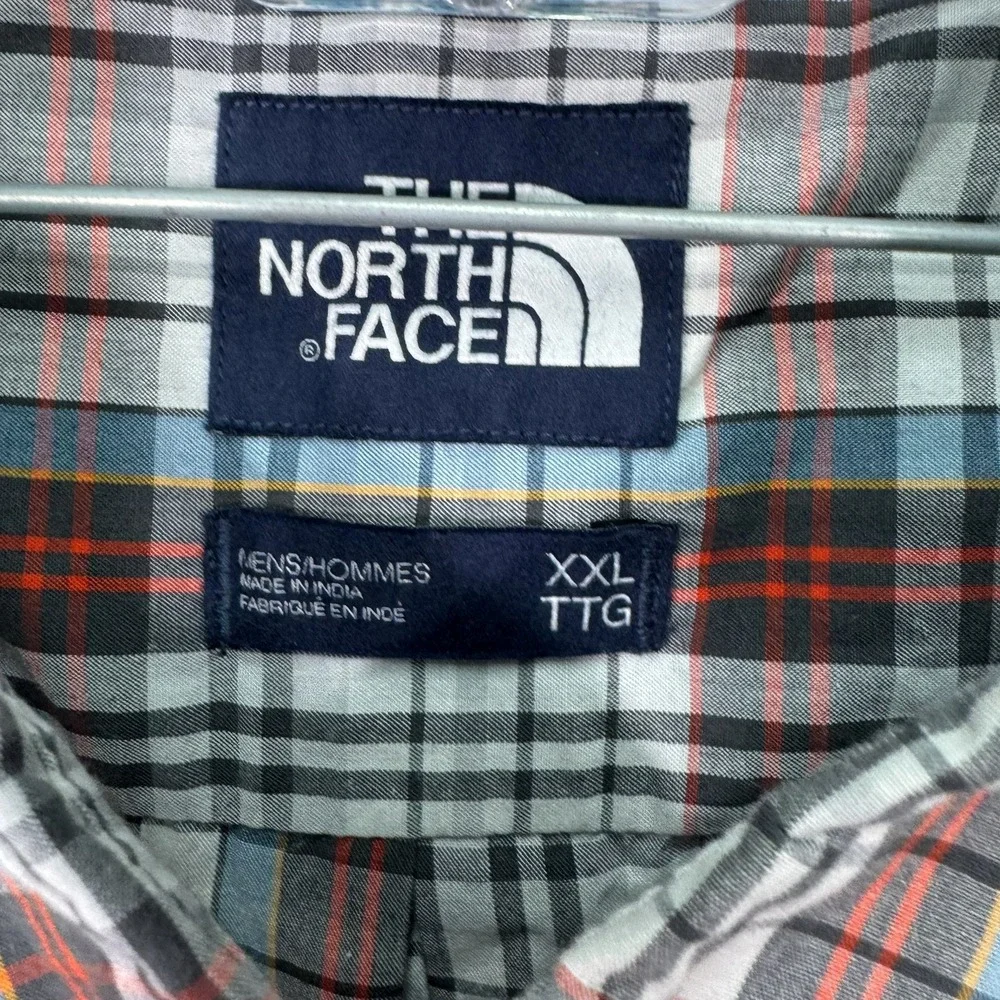 The North Face Button Down Shirt Mens XXL White Red Plaid Short Sleeve Hiking